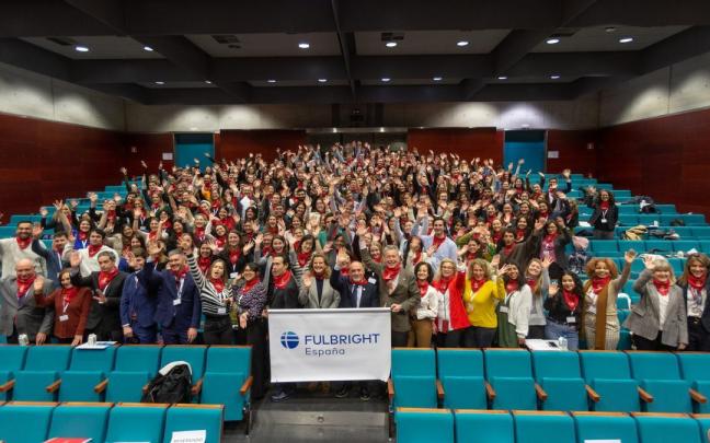 Becarios, en el acto de inauguraci&oacute;n celebrado en la Universidad de Navarra del congreso anual que la Comisi&oacute;n Fulbright organiza en Espa&ntilde;a