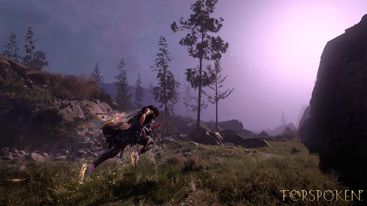Personaje y paisaje del mundo de Athia en el videojuego 'Forspoken'.