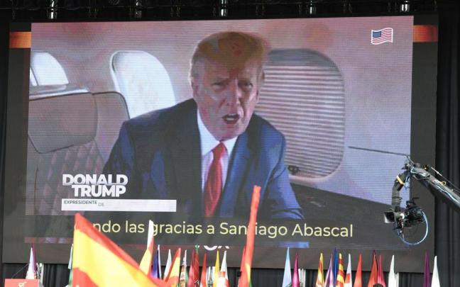 Trump, en el vídeo que se ha emitido en el acto de Vox.