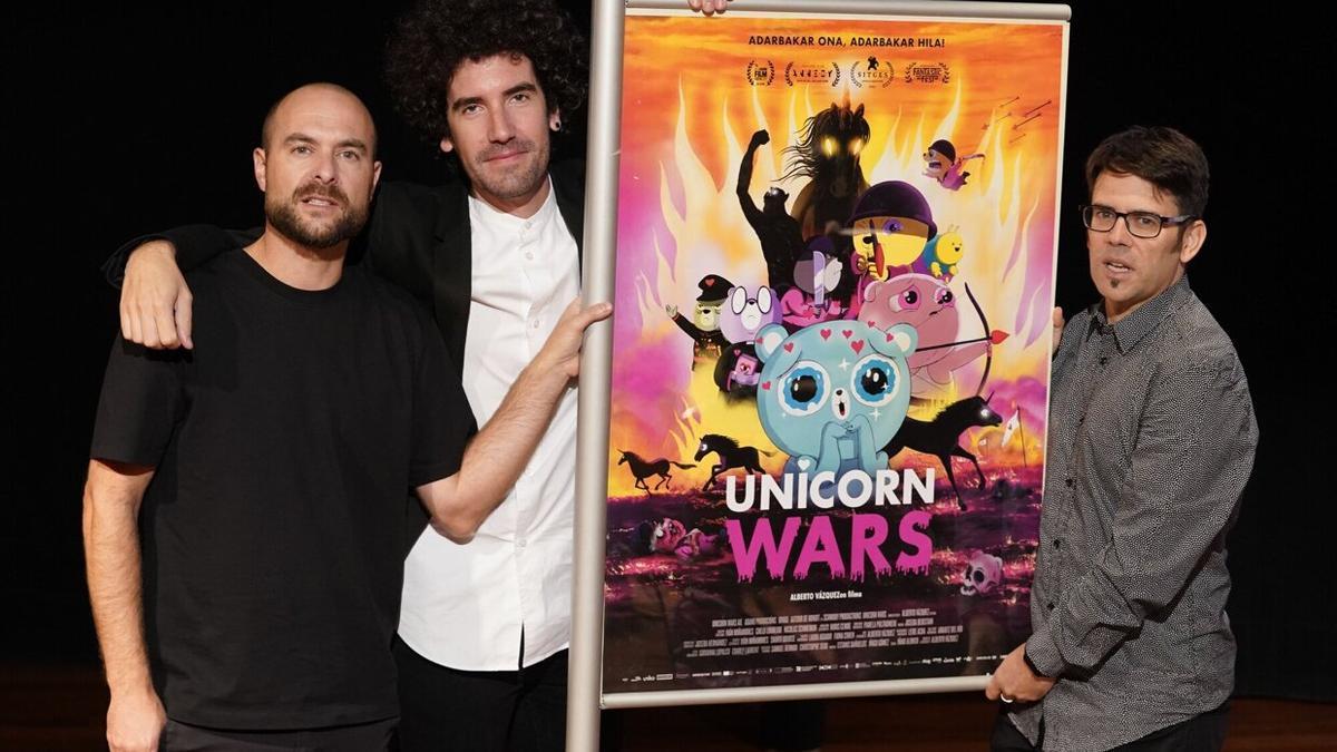 Alberto Vázquez, Iván Miñambres y Joseba Beristain han presentado 'Unicorn wars' en la Semana de Cine Fantástico y de Terror.