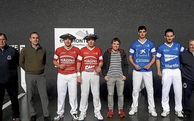 De izda. a derecha, un juez, Josemi Leatxe (E-Remonte), Uterga, Agirrezabala, Egoitz Arruti (concejal de Azpeitia), Jabalera, Ion y otro juez.