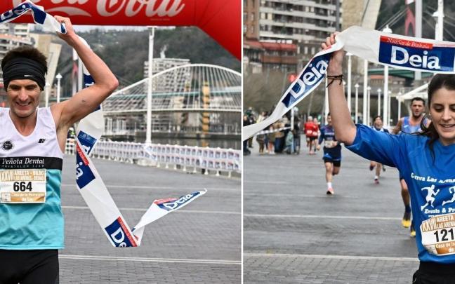Juan Carrascal y Natalia Gómez cruzan la línea de meta en Uribitarte.