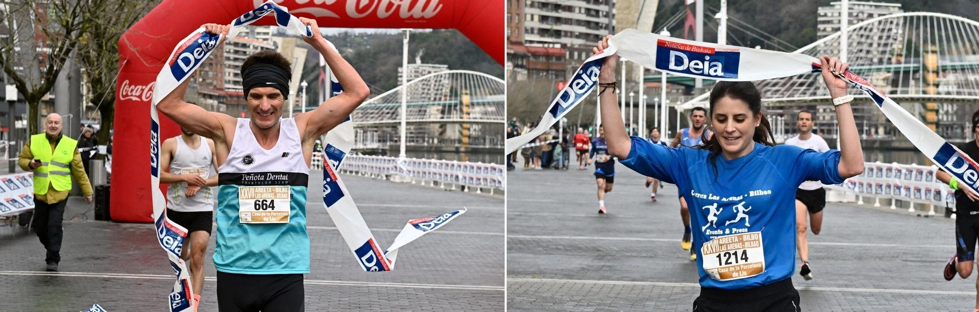 Juan Carrascal y Natalia Gómez cruzan la línea de meta en Uribitarte.