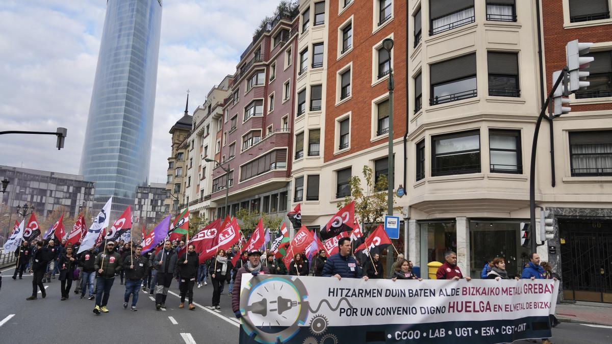 Manifestación de trabajadores del sector de metal en Bizkaia en Bilbao el pasado mes de diciembre.