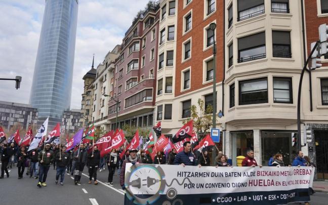 Manifestaci&oacute;n de trabajadores del sector de metal en Bizkaia en Bilbao el pasado mes de diciembre.