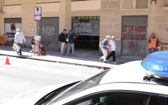 Los portales afectados por el derrumbe en la calle Licenciado Poza de Bilbao