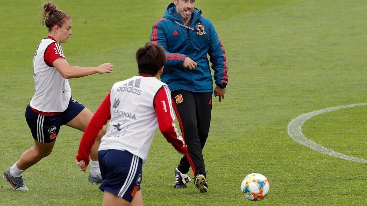 Vilda, en un entrenamiento con la selección.