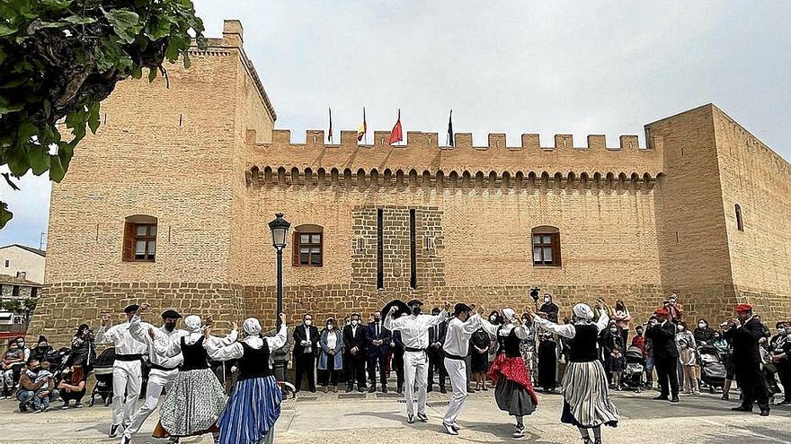 Imagen del castillo de Marcilla durante una celebración.