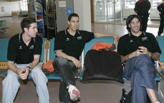 Prigioni, Scola y Vidal, en una foto de archivo cuando militaban en el Baskonia