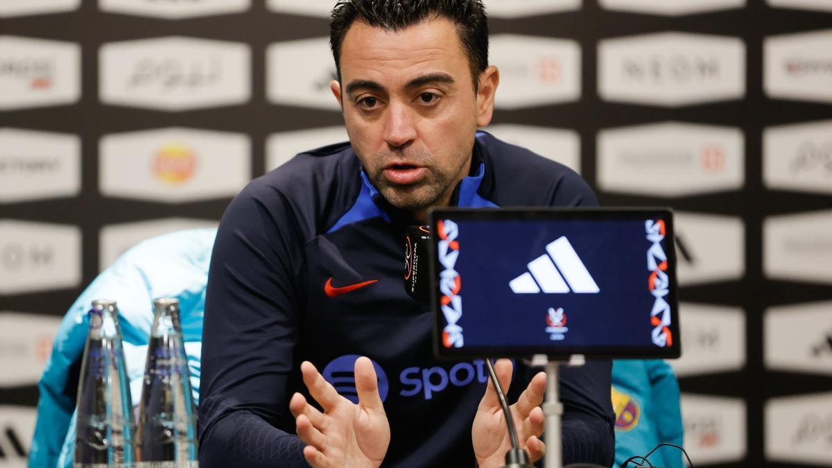 Xavi Hernández, en rueda de prensa.