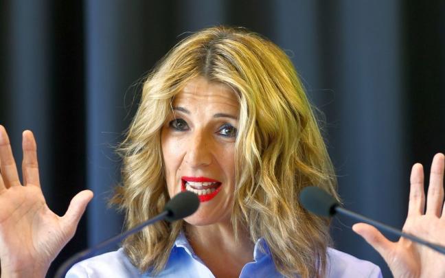 La vicepresidenta segunda del Gobierno español, Yolanda Díaz, en la reciente presentación de un número monográfico de la revista ‘Temas’.