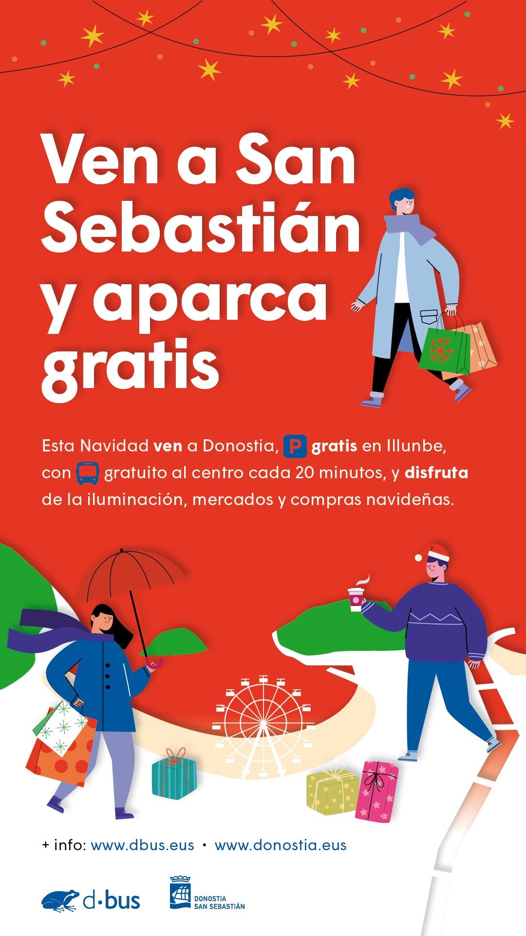 Cartel anunciador del servicio navideño de lanzadera hasta Illunbe.