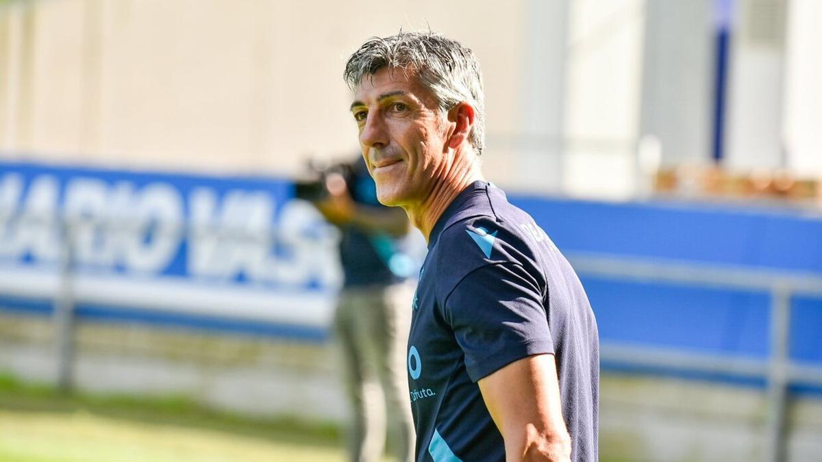 Imanol Alguacil, durante un entrenamiento en Zubieta.