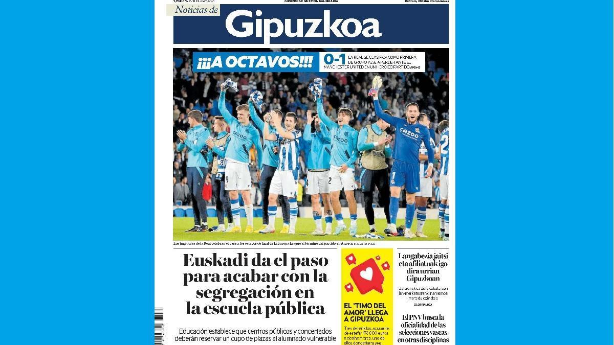 Portada de NOTICIAS DE GIPUZKOA del 4 de noviembre de 2022