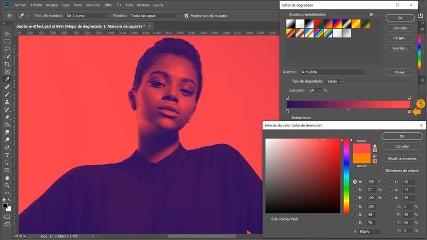 Imagen de la interfaz de Adobe Photoshop.