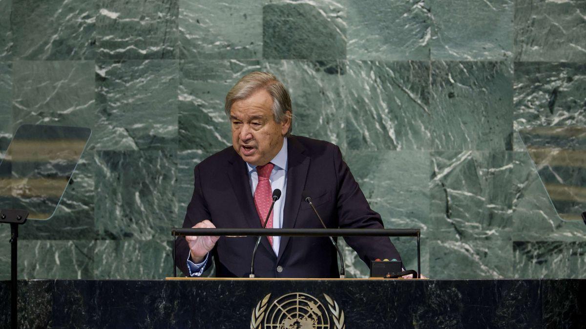 António Guterres durante el discurso inaugural de la Asamblea General de la ONU.