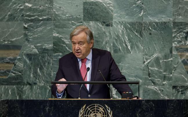 António Guterres durante el discurso inaugural de la Asamblea General de la ONU. António Guterres durante el discurso inaugural de la Asamblea General de la ONU.