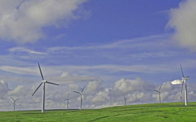 Molinos de viento en un parque e&oacute;lico