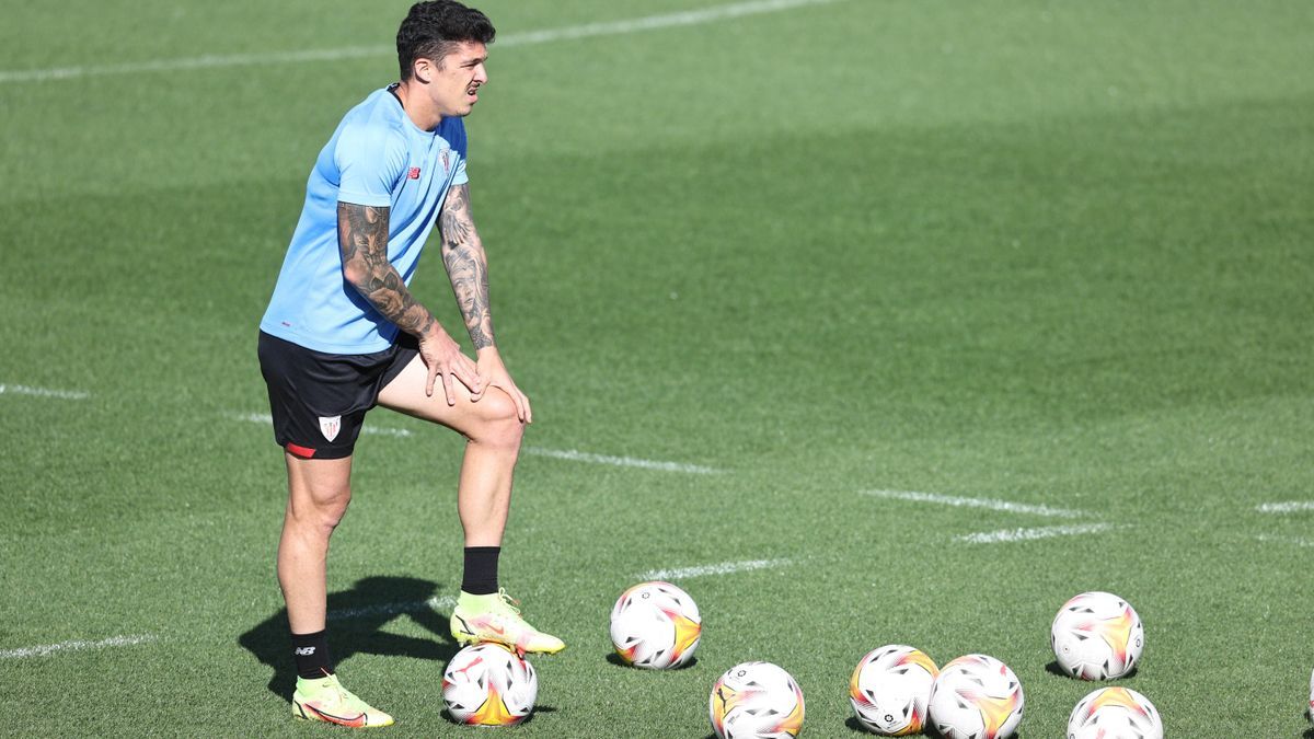 Ander Capa, durante una sesión de entrenamiento de la pasada temporada