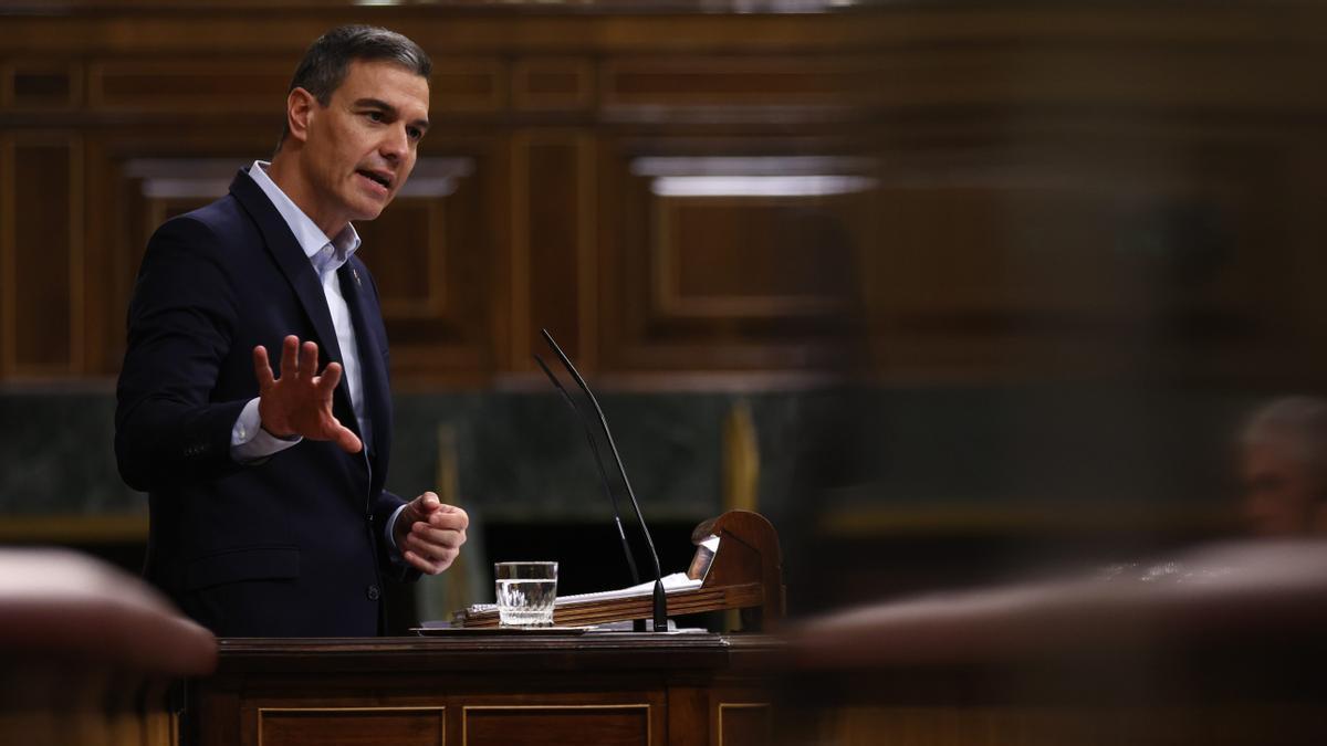 Pedro Sánchez durante una intervención en un pleno del Congreso.