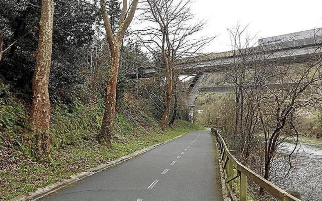 El bidegorri que mejorar&aacute; su iluminaci&oacute;n, especialmente en el tramo pr&oacute;ximo a Elgoibar. | FOTO: N.G.