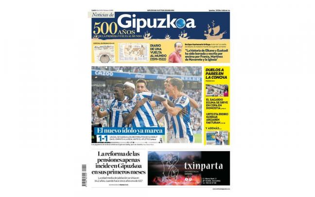 Portada NOTICIAS DE GIPUZKOA del domingo 4 de septiembre