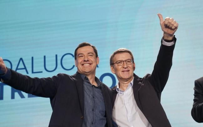 Juanma Moreno junto a Alberto Núñez Feijóo. Juanma Moreno junto a Alberto Núñez Feijóo.