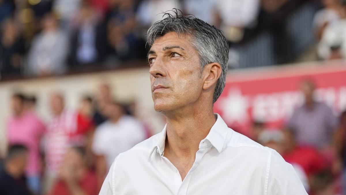 Imanol Alguacil, este domingo en Girona antes del partido.