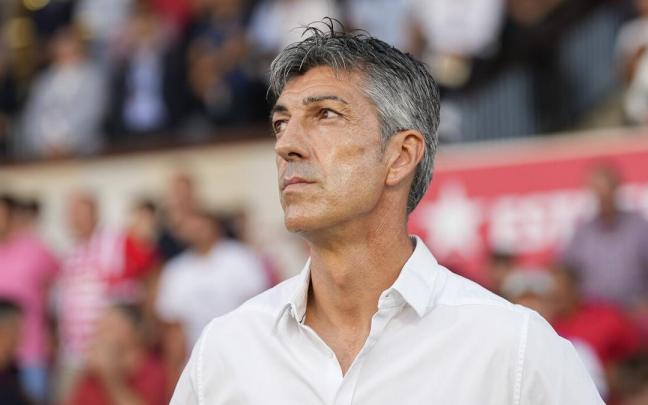 Imanol Alguacil, este domingo en Girona antes del partido.