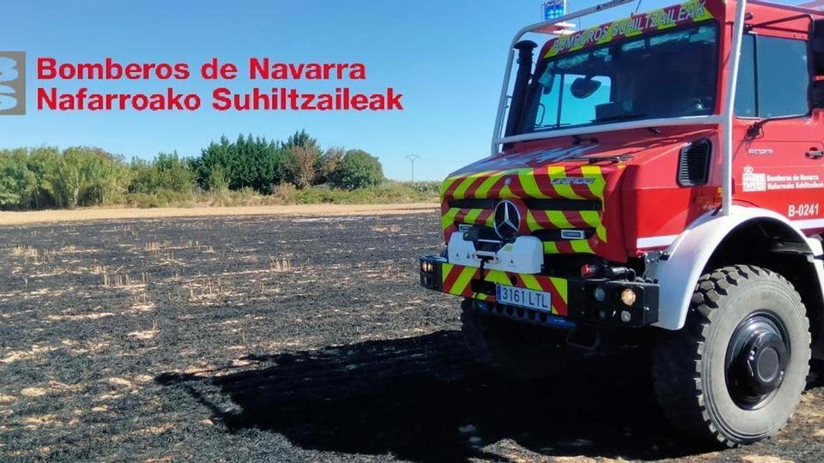 Incendio de rastrojo en Cintruénigo