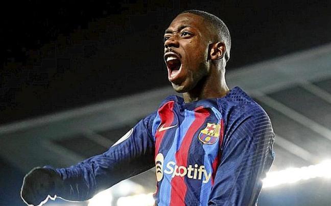 Ousmane Dembélé celebra su gol. Ousmane Dembélé celebra su gol.
