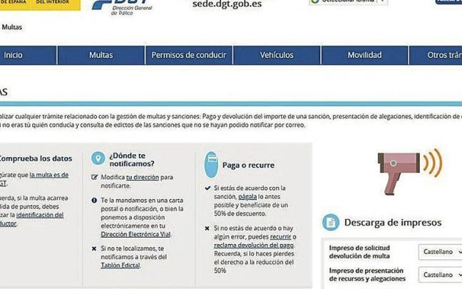 La Web de la DGT para realizar trámites relacionados con multas y sanciones. La Web de la DGT para realizar trámites relacionados con multas y sanciones.
