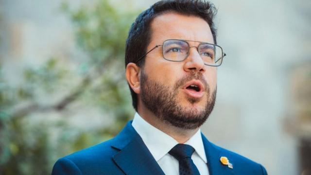 El presidente de la Generalitat, Pere Aragonès, en la declaración institucional con motivo del quinto aniversario del 1-O. El presidente de la Generalitat, Pere Aragonès, en la declaración institucional con motivo del quinto aniversario del 1-O.
