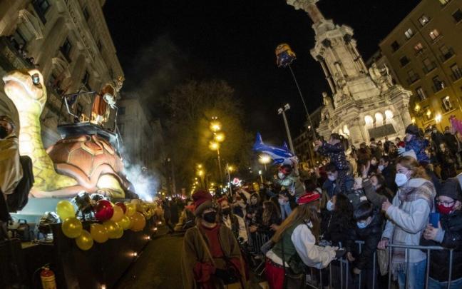 Desfile de la cabalgata de los Reyes Magos en Pamplona, en enero de 2022.