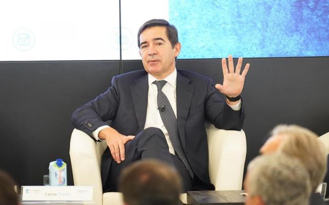 El presidente del BBVA, Carlos Torres, durante el Encuentro Deusto Business Alumni.