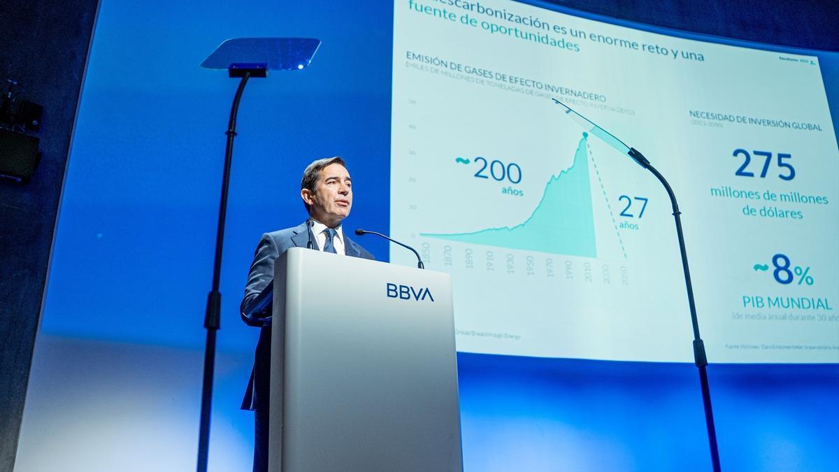 El presidente de BBVA, Carlos Torres Vila, durante la presentación de los resultados de la entidad.