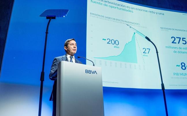 El presidente de BBVA, Carlos Torres Vila, durante la presentaci&oacute;n de los resultados de la entidad.