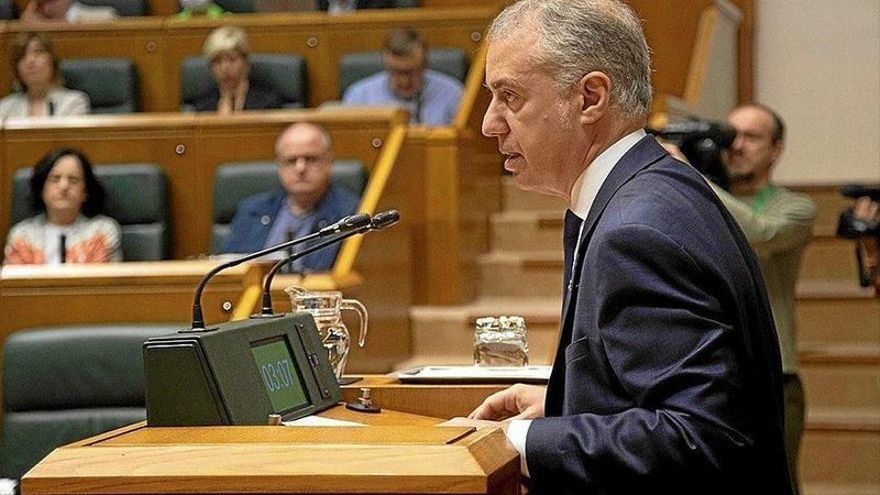 El lehendakari, Iñigo Urkullu, durante una intervención en el Parlamento vasco.