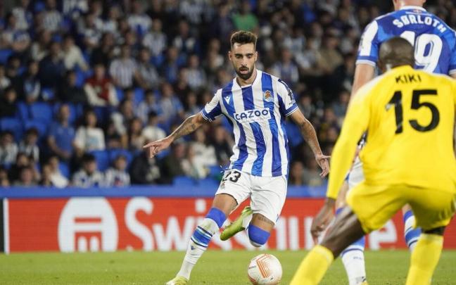 Brais Méndez, durante el partido contra el Sheriff Tiraspol en Anoeta. Brais Méndez, durante el partido contra el Sheriff Tiraspol en Anoeta.