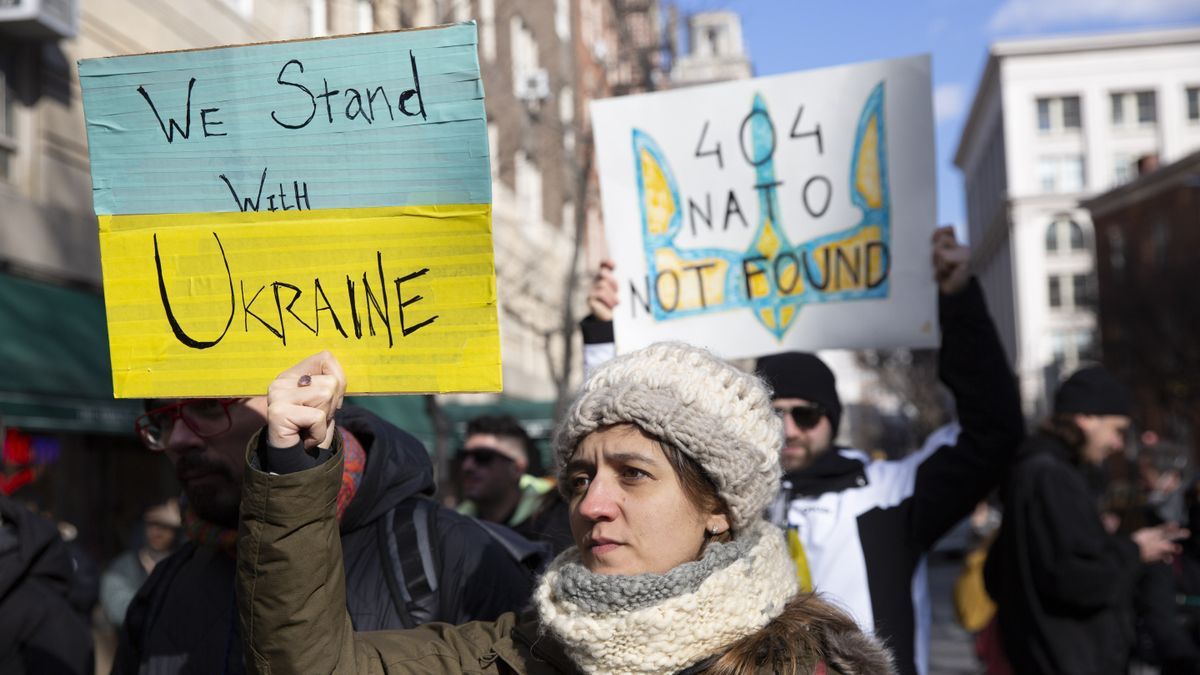 Protestas en Nueva York a favor de Ucrania.