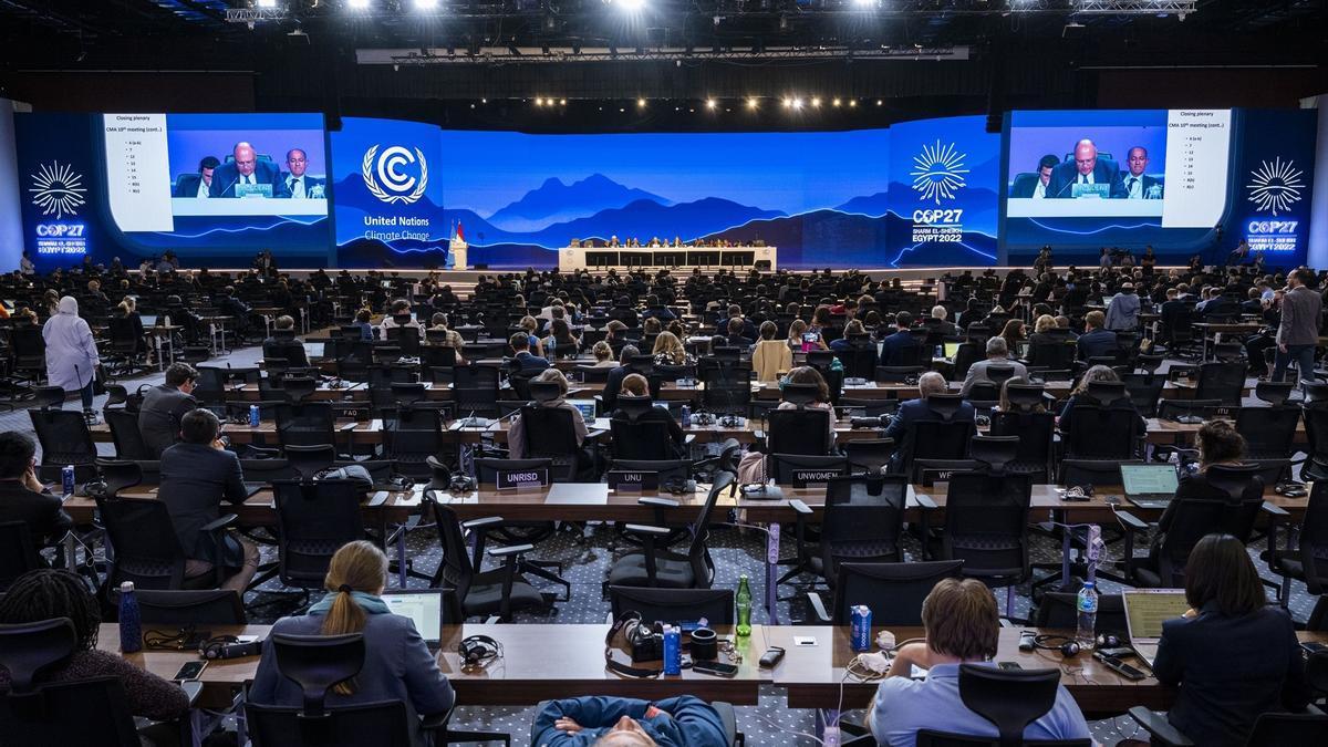 Vista general de la sede en la que se ha aprobado el acuerdo final de la COP27.