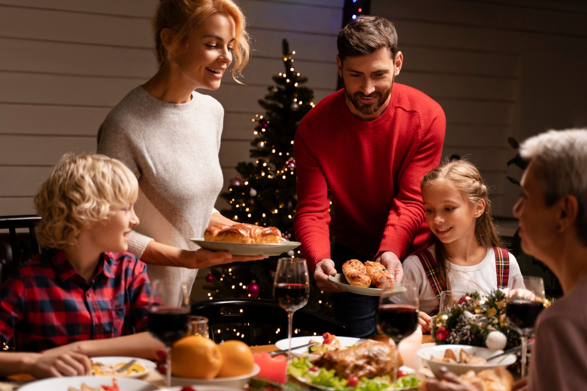 Una familia come un día de Navidad.