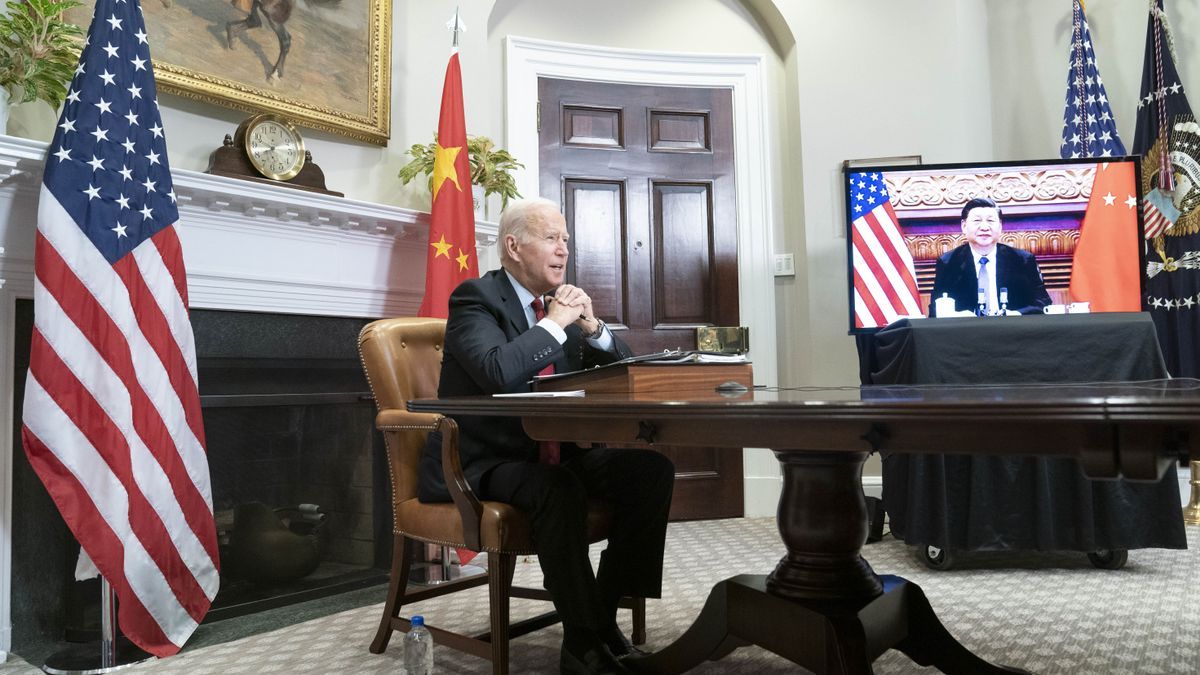 Videoconferencia entre los presidente Joe Biden y Xi Jinping.