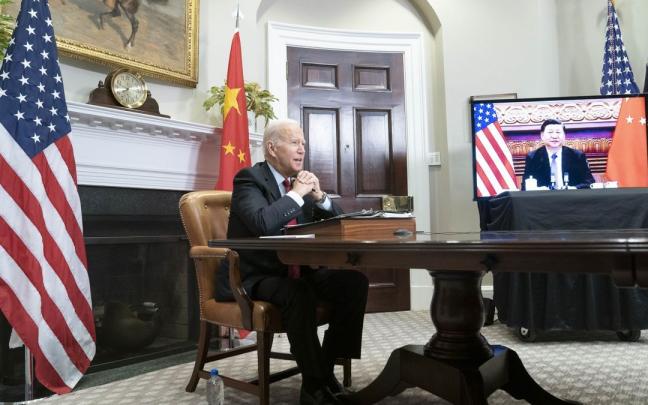 Videoconferencia entre los presidente Joe Biden y Xi Jinping.