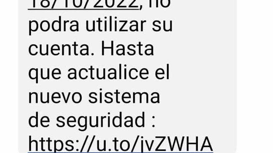 SMS fraudulento recibido la semana pasada en el teléfono móvil de un vitoriano.