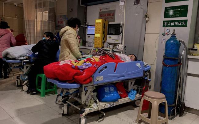 Pacientes ingresados con covid en un hospital chino.