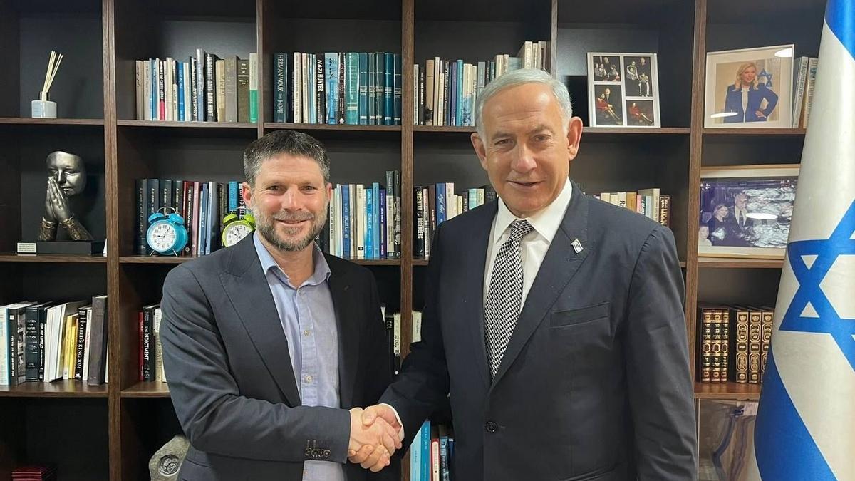 El primer ministro designado de Israel, Benjamin Netanyahu, y el líder de Sionismo Religioso, Bezalel Smotrich.