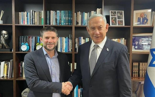 El primer ministro designado de Israel, Benjamin Netanyahu, y el líder de Sionismo Religioso, Bezalel Smotrich. El primer ministro designado de Israel, Benjamin Netanyahu, y el líder de Sionismo Religioso, Bezalel Smotrich.