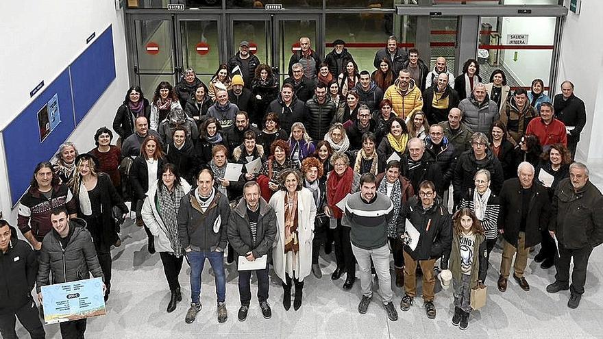 Miembros del Consorcio de Desarrollo de la Zona Media ayer en Tafalla.