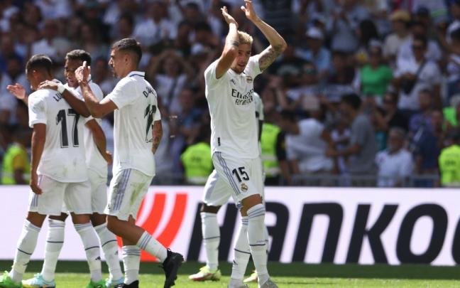 Federico Valverde celebra su gol. Federico Valverde celebra su gol.